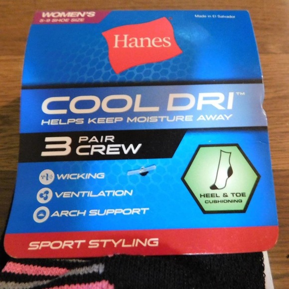 Hanes Cool Dri 3 pr. Crew Women's 5-9 - Picture 2 of 3
